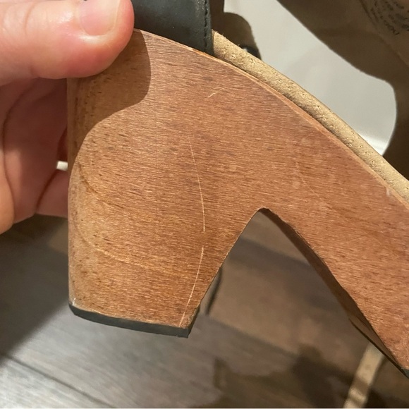 Free People Cedar Clog Ankle Strap in Black Suede Bohemian Wood Clog 36/6 - Picture 14 of 15